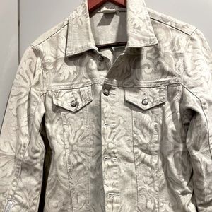 Distressed Floral Denim Jacket Size S